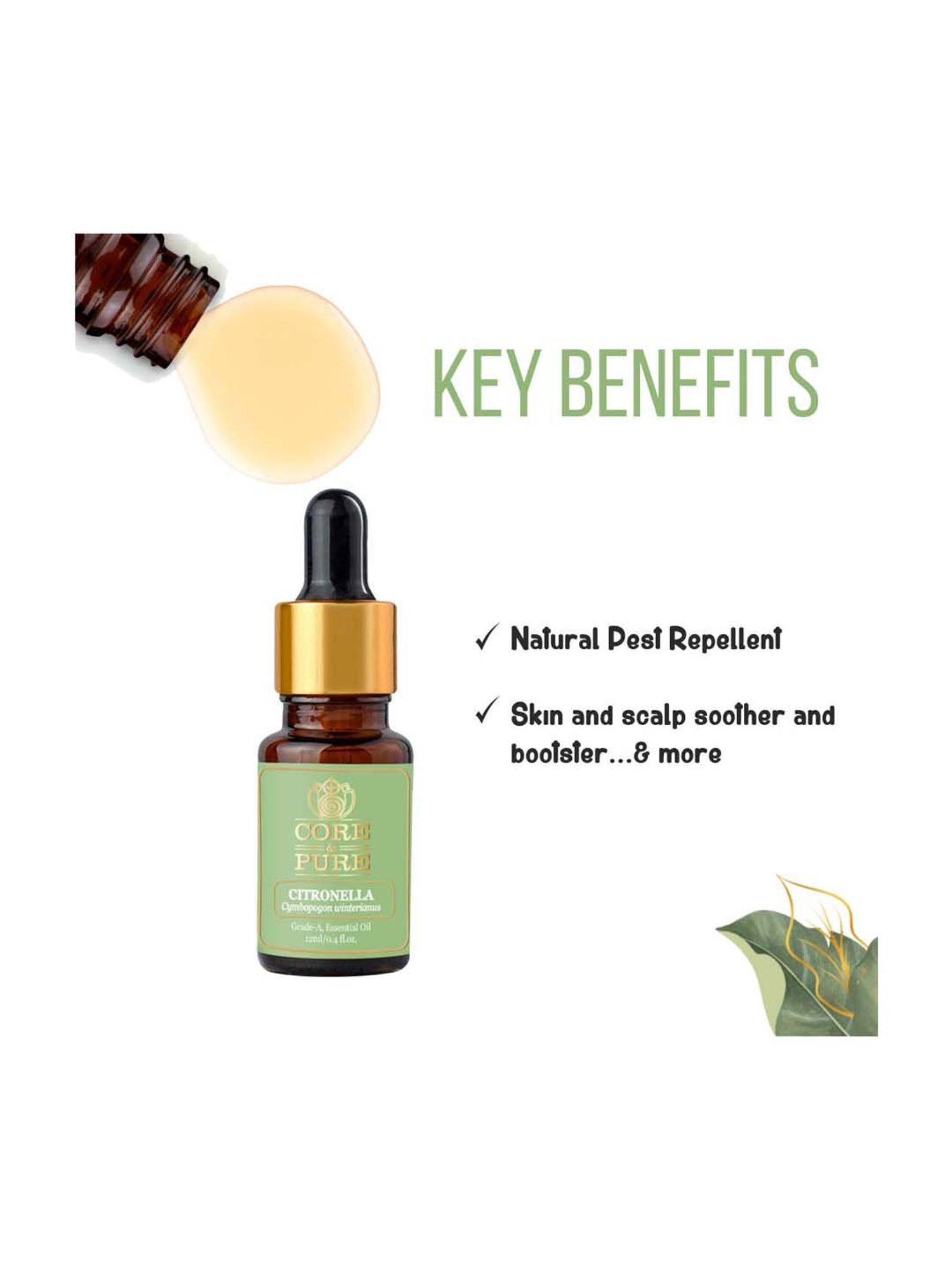 CORE & PURE Citronella Essential Oil - 12 ml