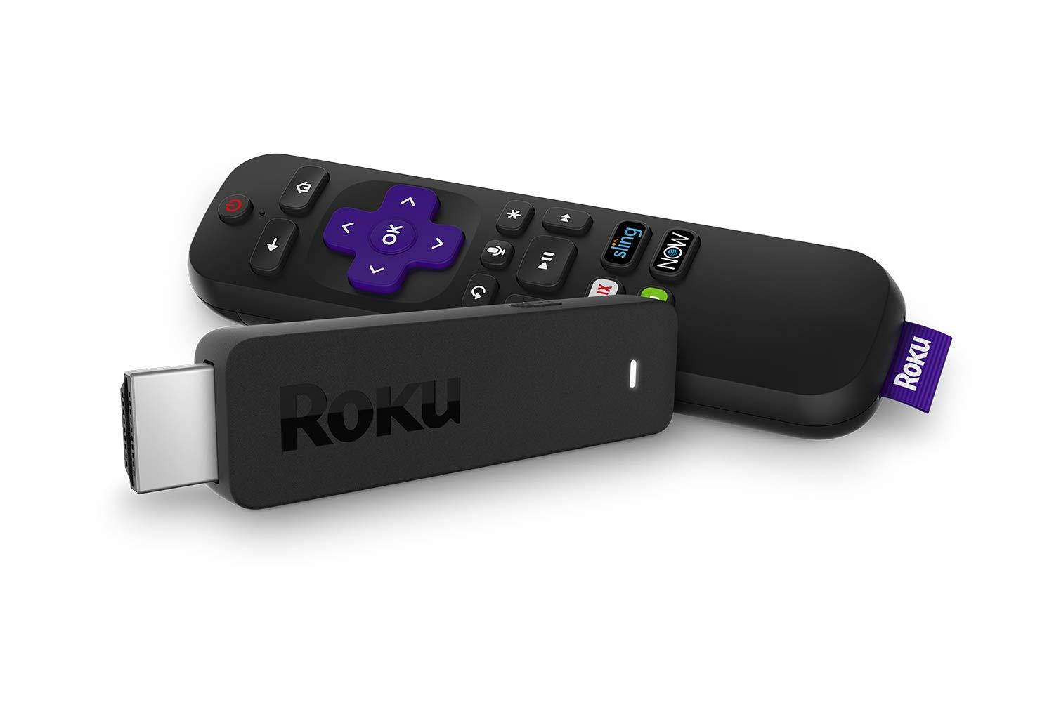 Roku Streaming Stick | Portable, Power-Packed Streaming Device with Voice Remote with Buttons for TV Power and Volume