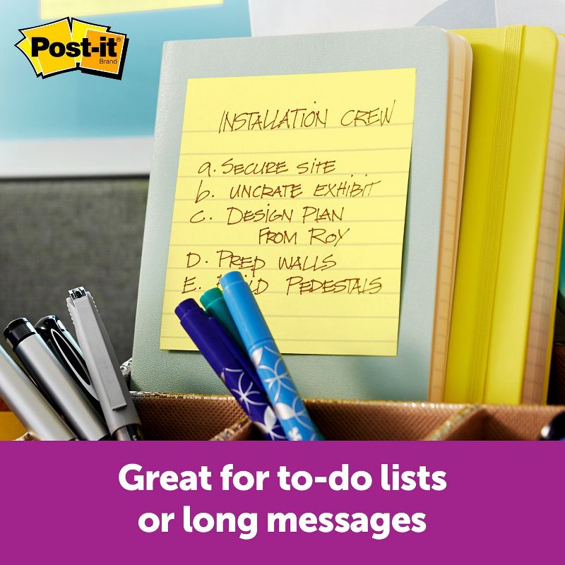 Post-it Canary Yellow Note Pads Lined 4 x 4 90-Sheet 12/Pack 67512SSCP