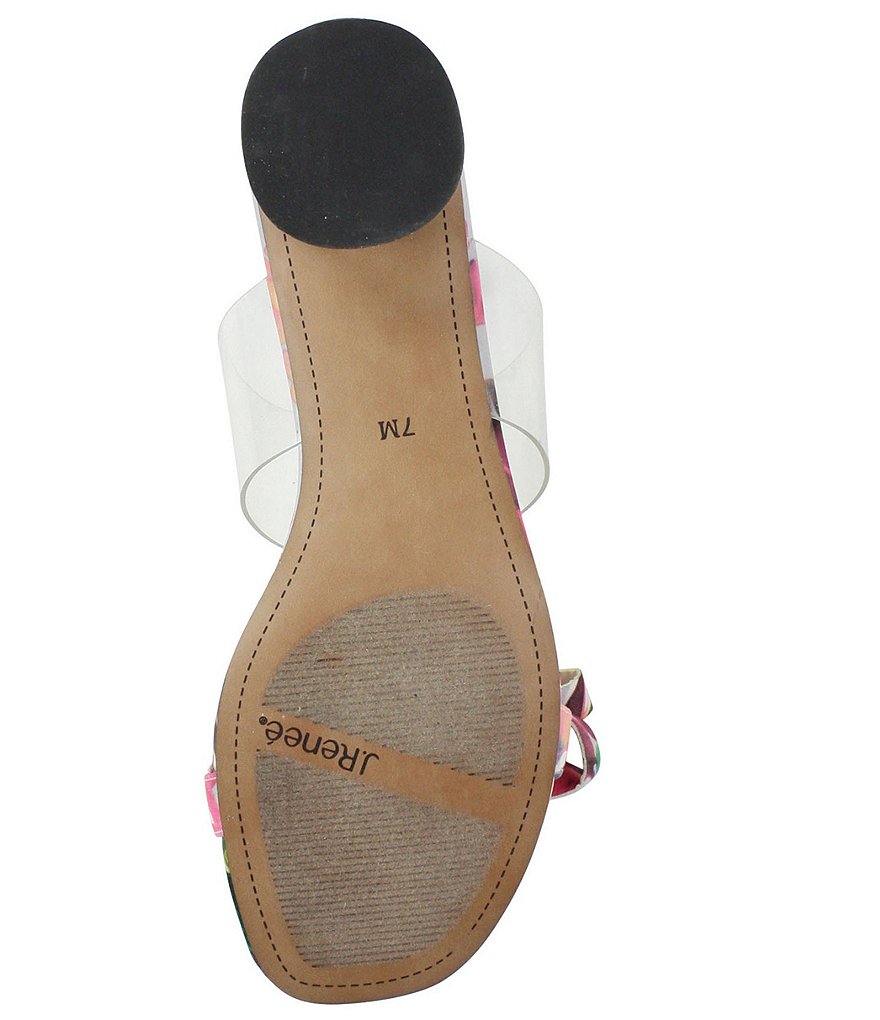 J. Renee Heston Clear Vinyl Watercolor Floral Fabric Bow Dress Slides