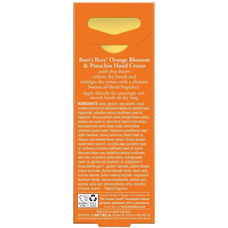 Burt's Bees Hand Cream with Shea Butter - Orange Blossom and Pistachio - 1oz