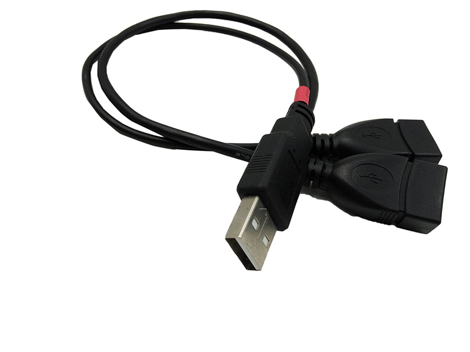 Tekit USB 2.0 A Male Plug to 2 Dual USB A Female jack Y Splitter Hub Adapter Cable,The red marked cable is just for charging; Another is Charging and Data Sync Cable.