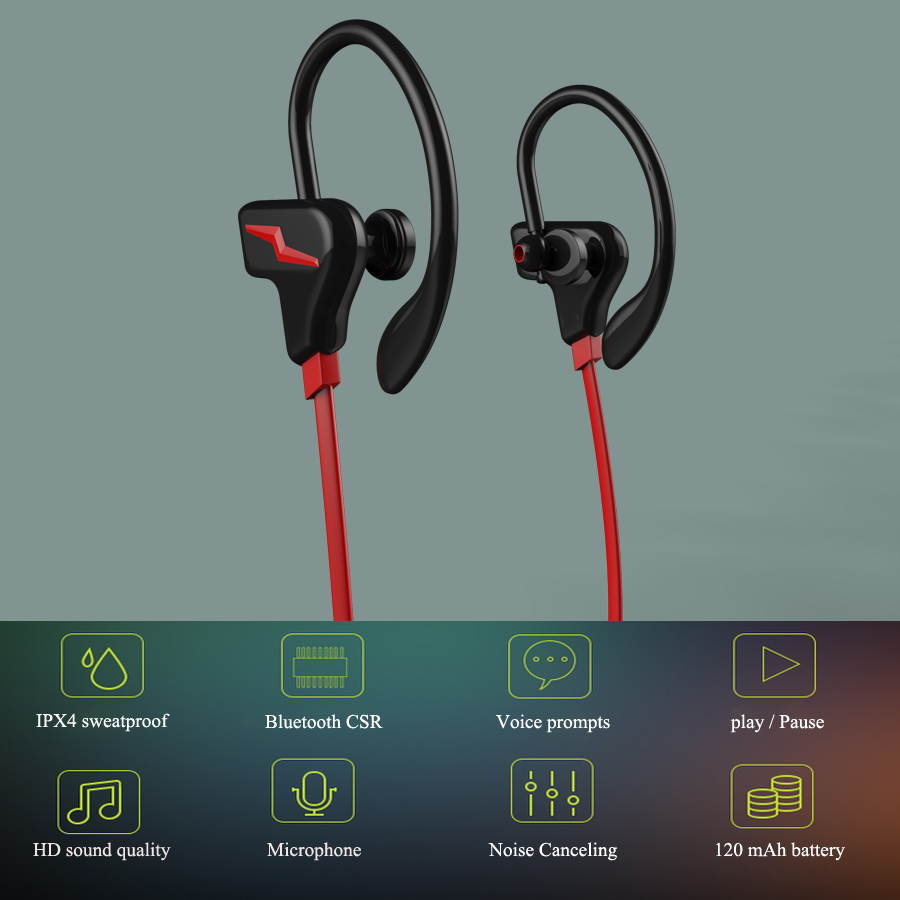 KuWfi S13 Sport bluetooth wireless earphones earbuds auriculares with mic for mobile phone