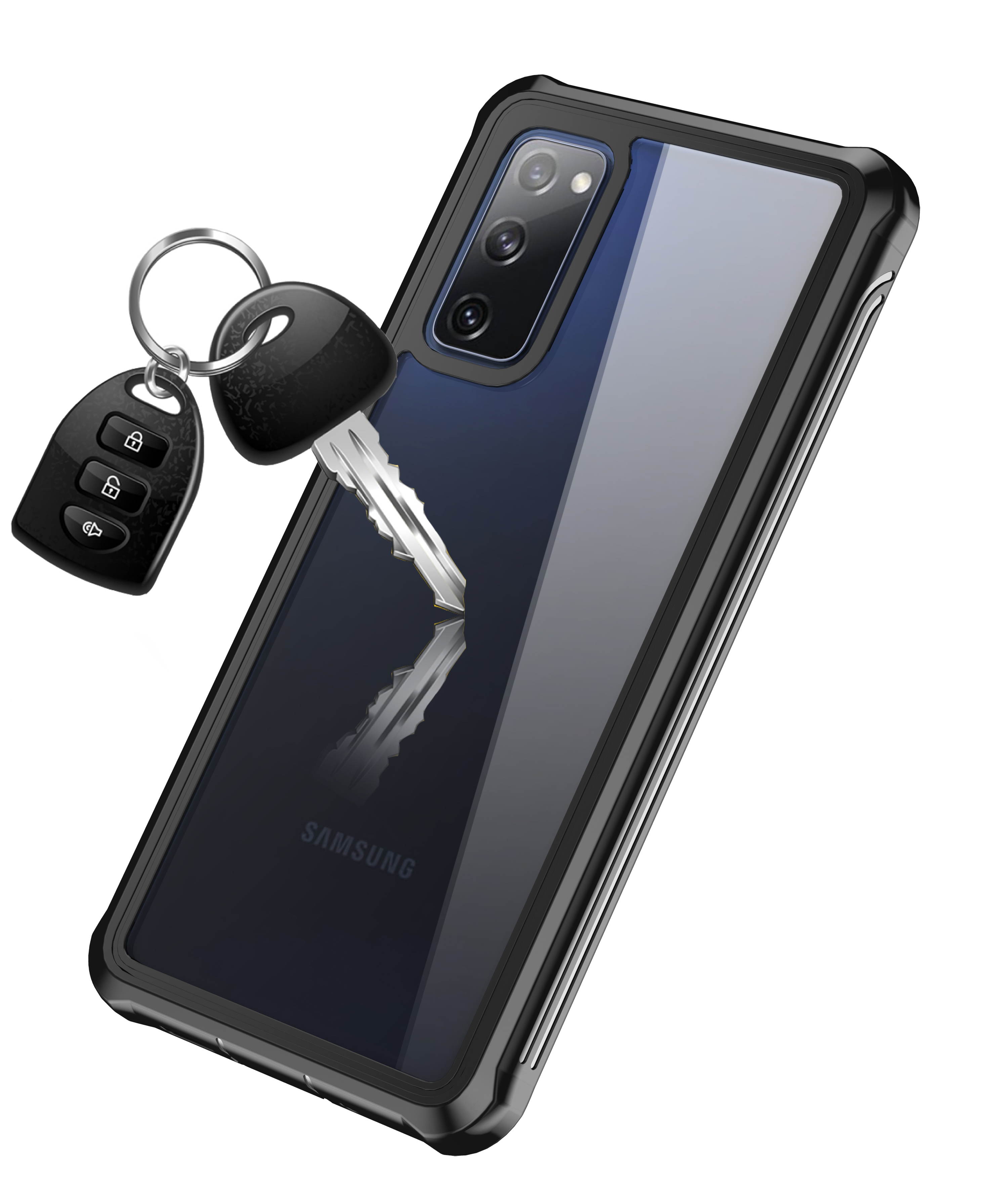 JS Designed FOR Samsung S20 FE Case 6.5",Full Body with Built-in Screen Protector Rugged Clear Shockproof Bumper X-Series Case for Samsung S20 FE Case 6.5 inch Case Black,not Waterproof