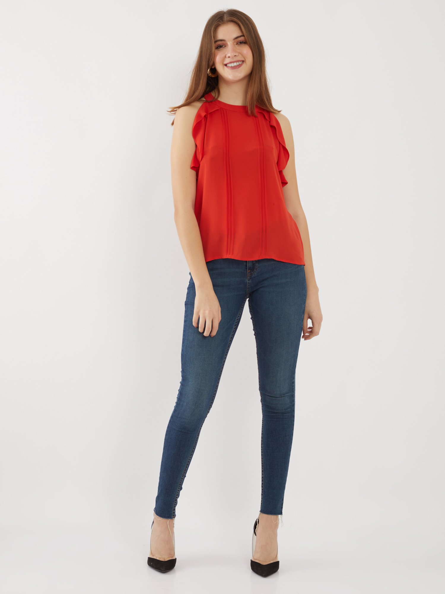 Zink London Orange Regular Fit Top