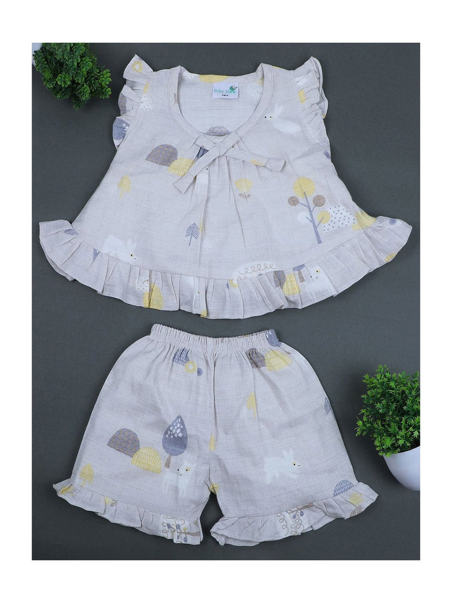 Baby Moo Kids Grey Printed Top Set