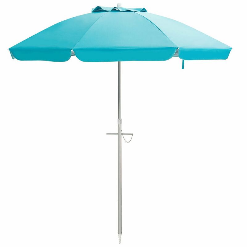 Costway 6.5FT Patio Beach Umbrella Sun Shade Tilt W/Carry Bag Blue