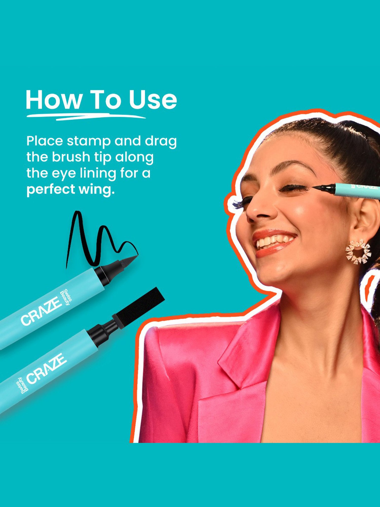 SWISS BEAUTY Craze Eyeliner and Stamp Duo Black - 2.8 ml