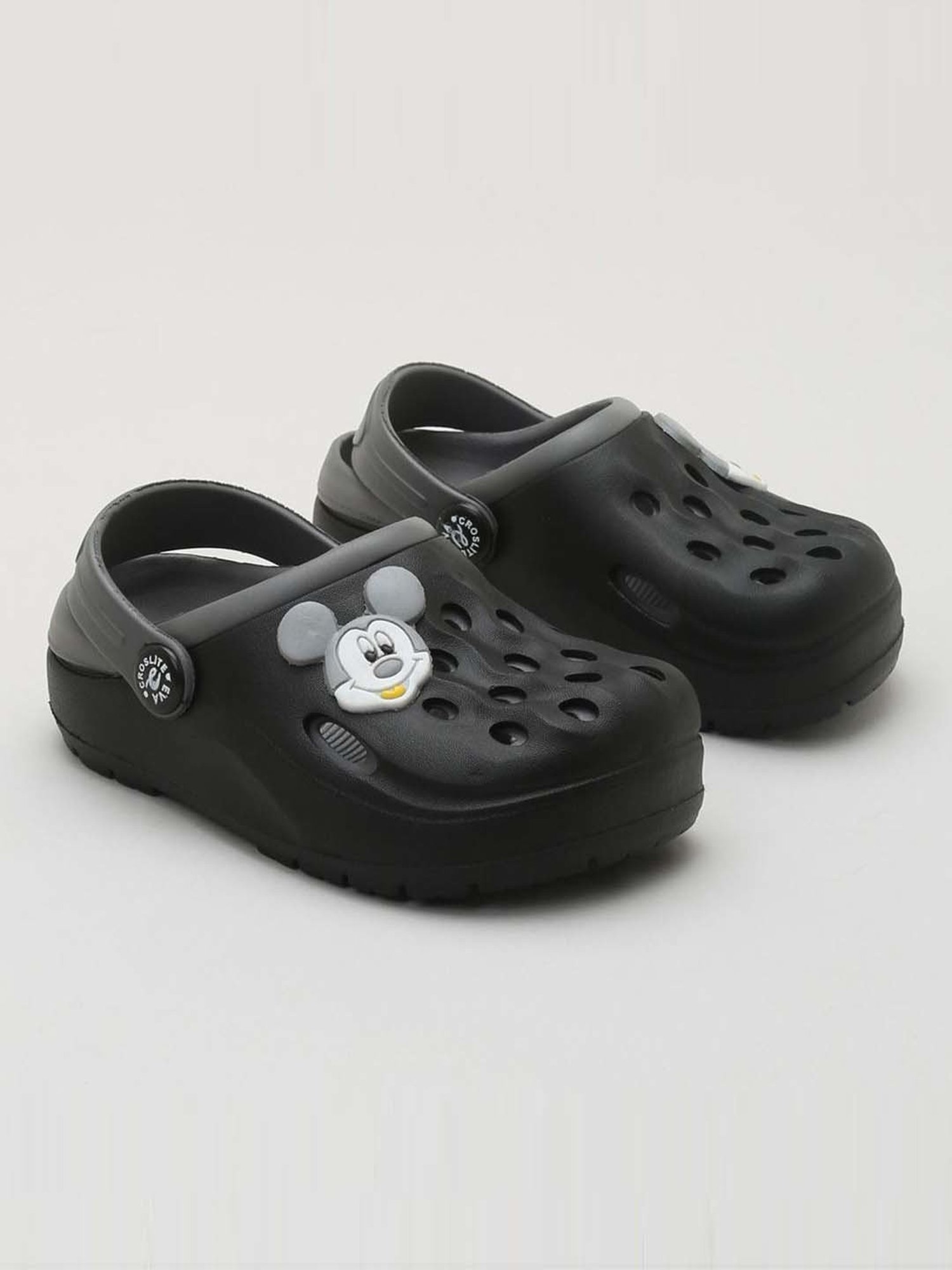Priaansha Kids Black & Grey Back Strap Clogs