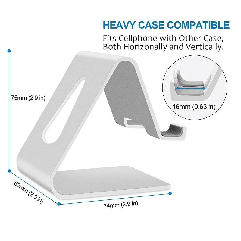 Cell Phone Stand,?2 Pack? Mobile Phone Anti-Skid Holder, Cradle, Dock Compatible Android Smartphone, Phone 11 Pro Xs Max Xr X 8 7 6 6s Plus 5s, Accessories Desk - Silver
