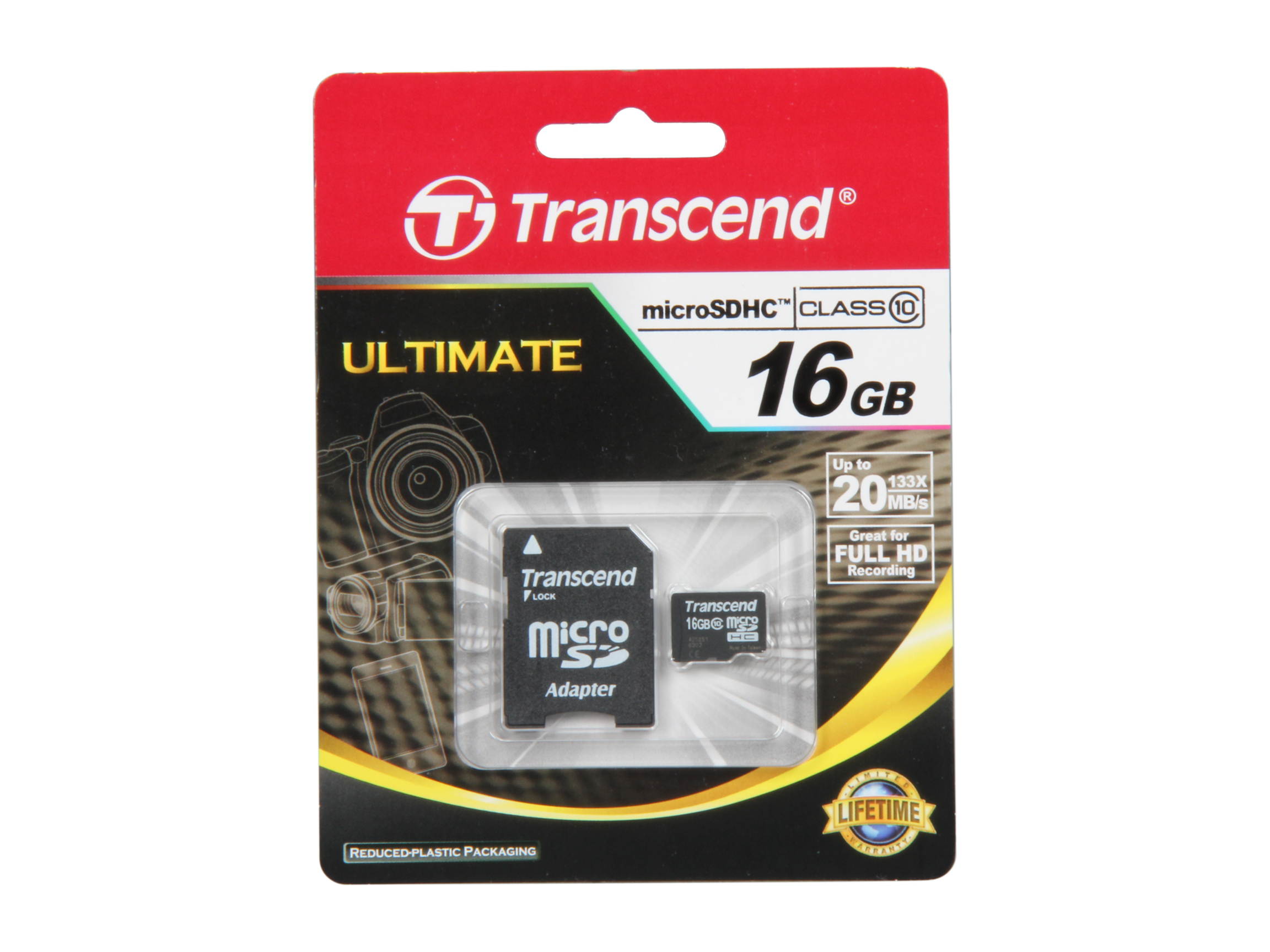 Transcend 16GB microSDHC Flash Card Model TS16GUSDHC10