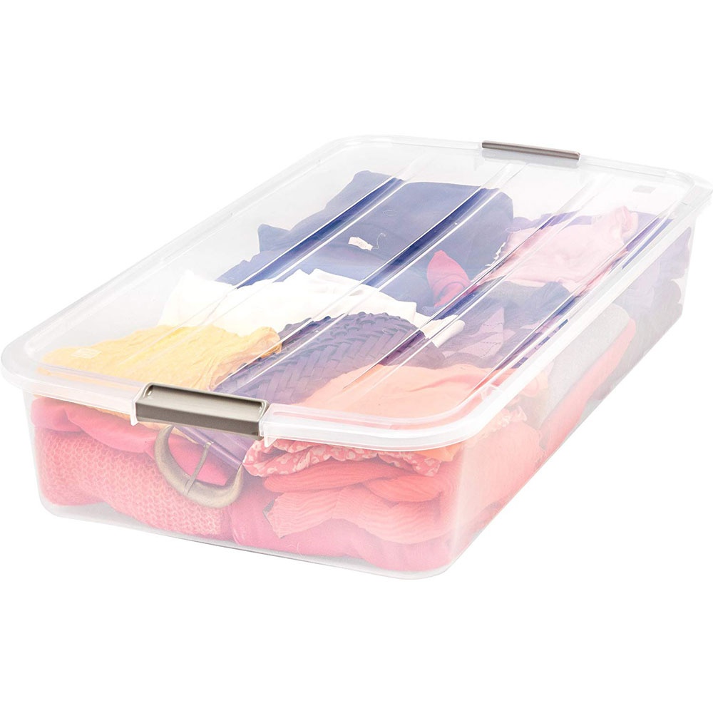 IRIS 50 Quart Underbed Buckle Up Box, Clear