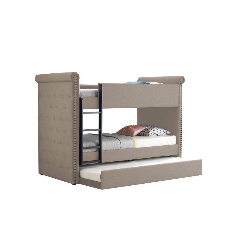 Twin/Twin Romana li Bunk Bed and Trundle Beige Fabric - Acme Furniture