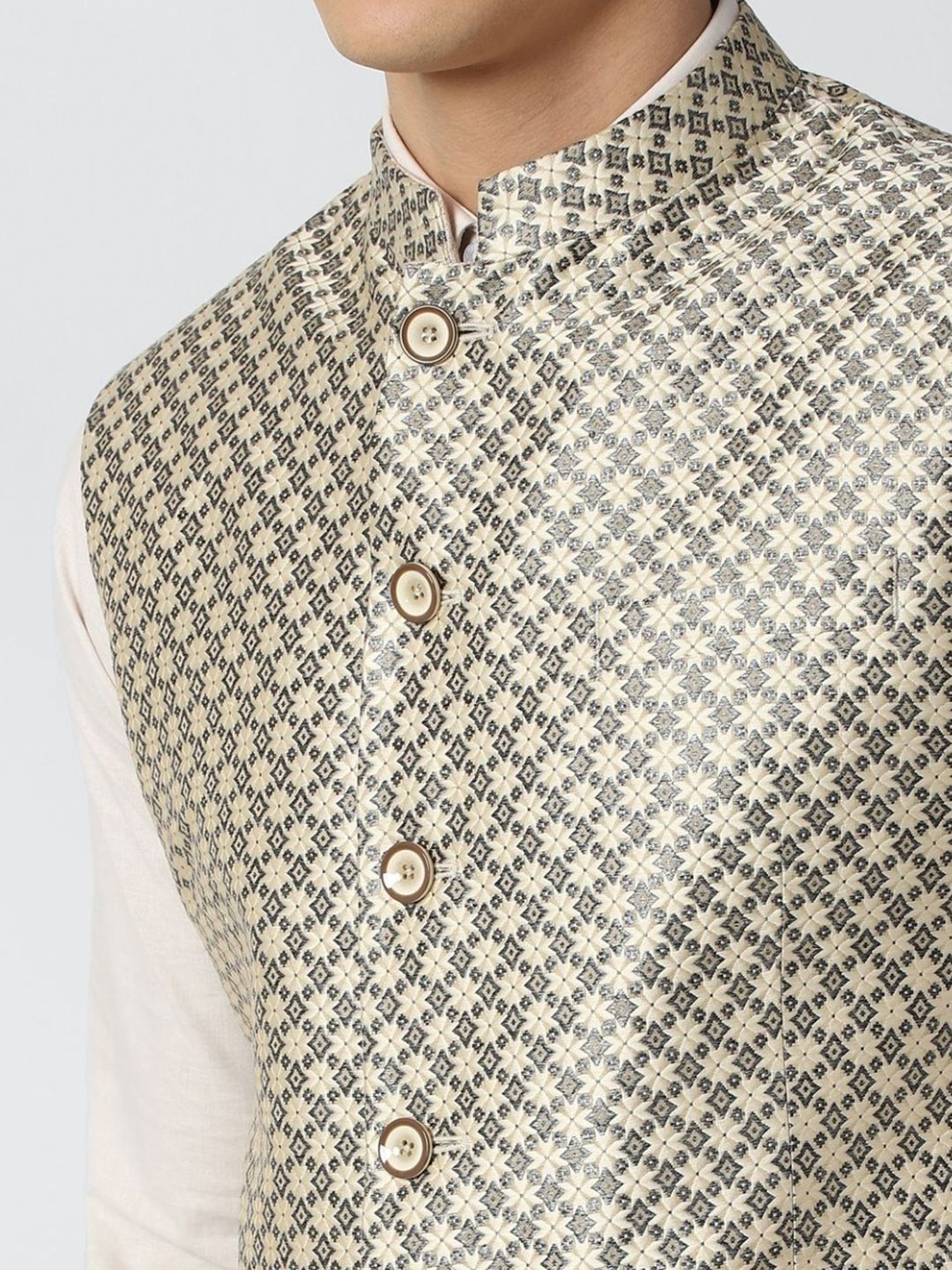 Fabindia Multicolor Regular Fit Printed Cotton Nehru Jacket