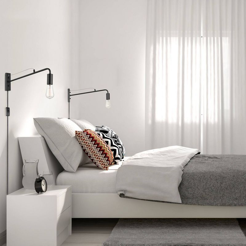 Holden Long Arm Wall Sconce Black - Globe Electric