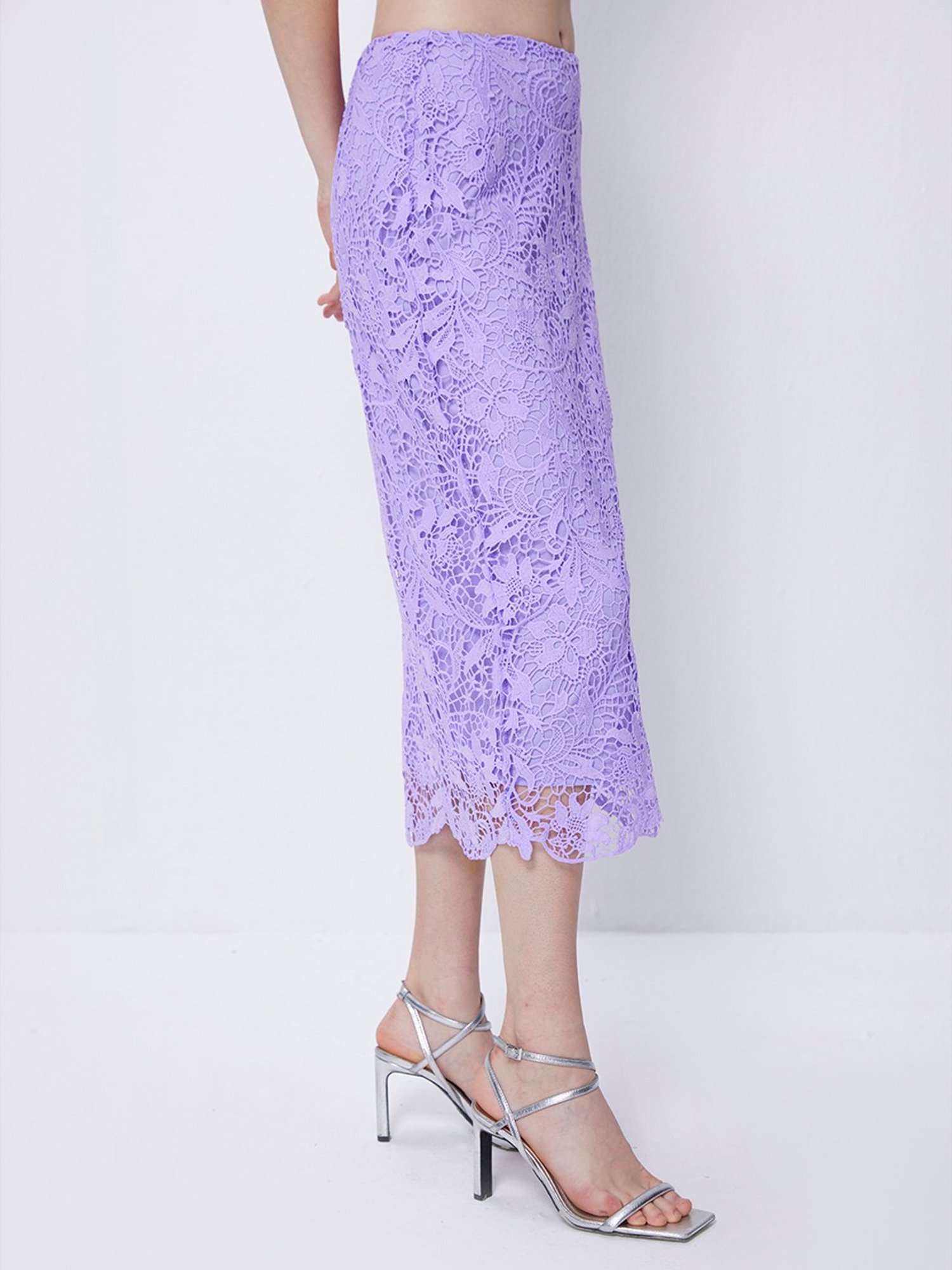 Cover Story Lavender Lace A-Line Midi Skirt