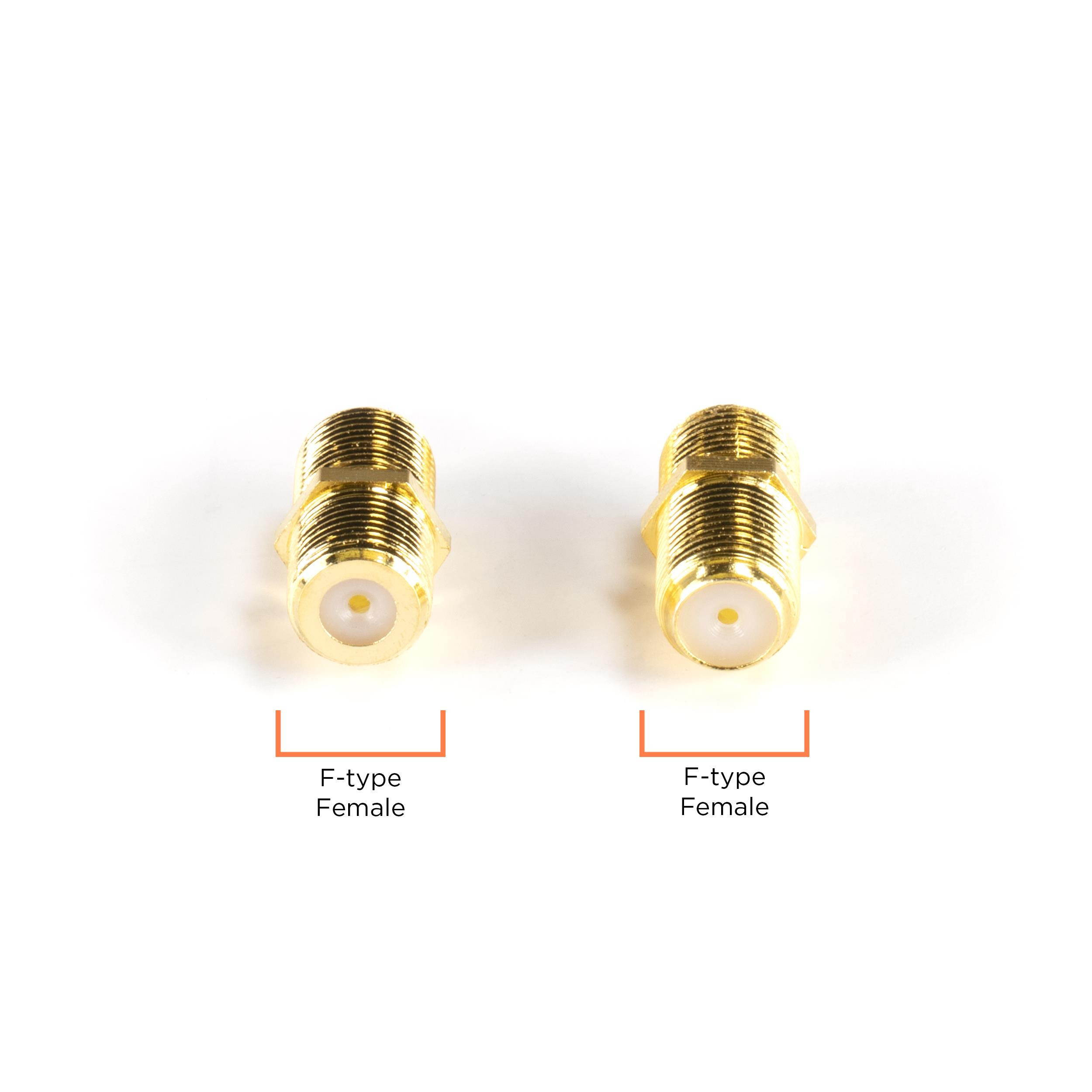 THE CIMPLE CO - Gold Cable Extension Coupler | 100 Pack | Connects Two Coaxial Video Cables, for Coax F81 (female to female) | High Quality 3GHz Satellite, Cable TV, and Cable Internet Rated