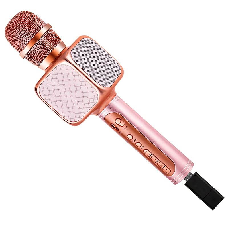 Portable Wireless Karaoke Microphone YS69 Handheld Cellphone Karaoke Player Support USBTF MP3 Player and Bluetooth Karaoke Machine for All Ages 69 Rose