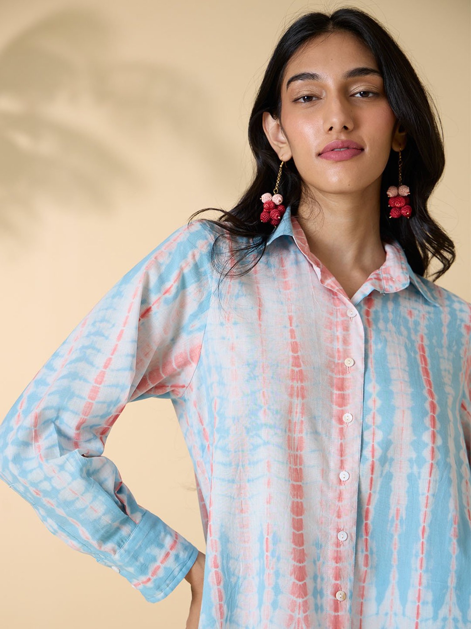 Okhai Blue Cotton Tie-Dye A Line Kurta