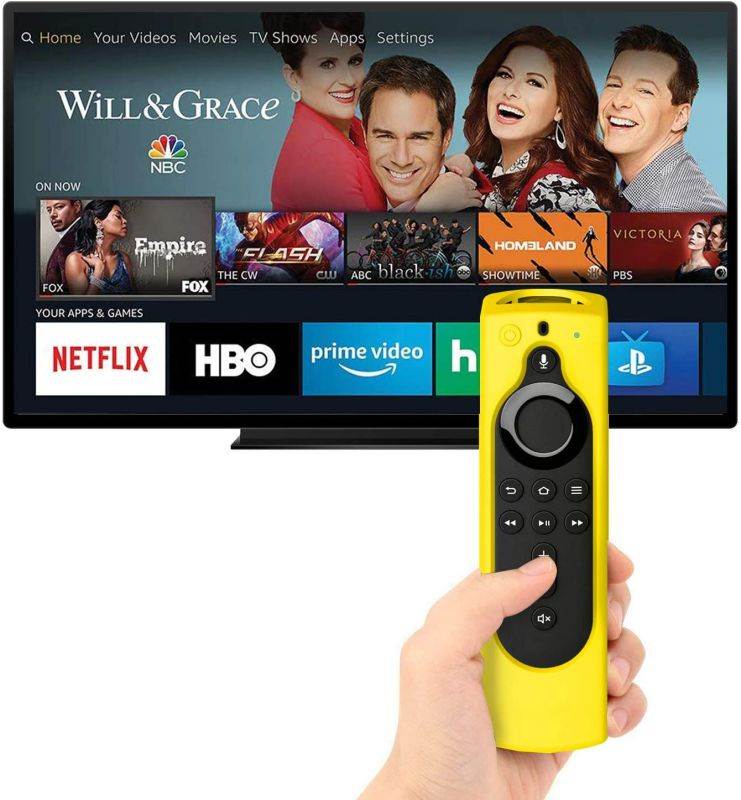 MoKo Silicone Remote Case Fits with Fire TV Stick Lite 2020, Fire TV Stick 4K, Fire TV Cube, Fire TV (3rd Gen) with 5.6" Alexa Voice Remote (2nd Gen), Shockproof Protective Cover - Yellow
