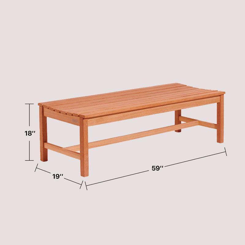 5ft Wood Backless Garden Patio Bench Brown - Vifah