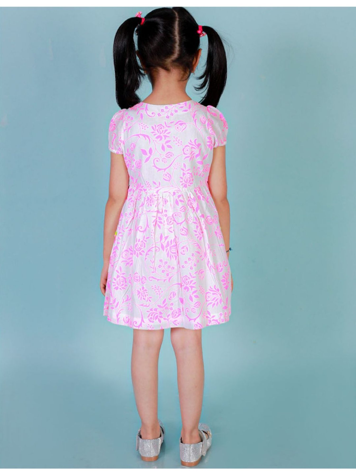 Lil Drama Kids Light Pink & White Floral Print Dress