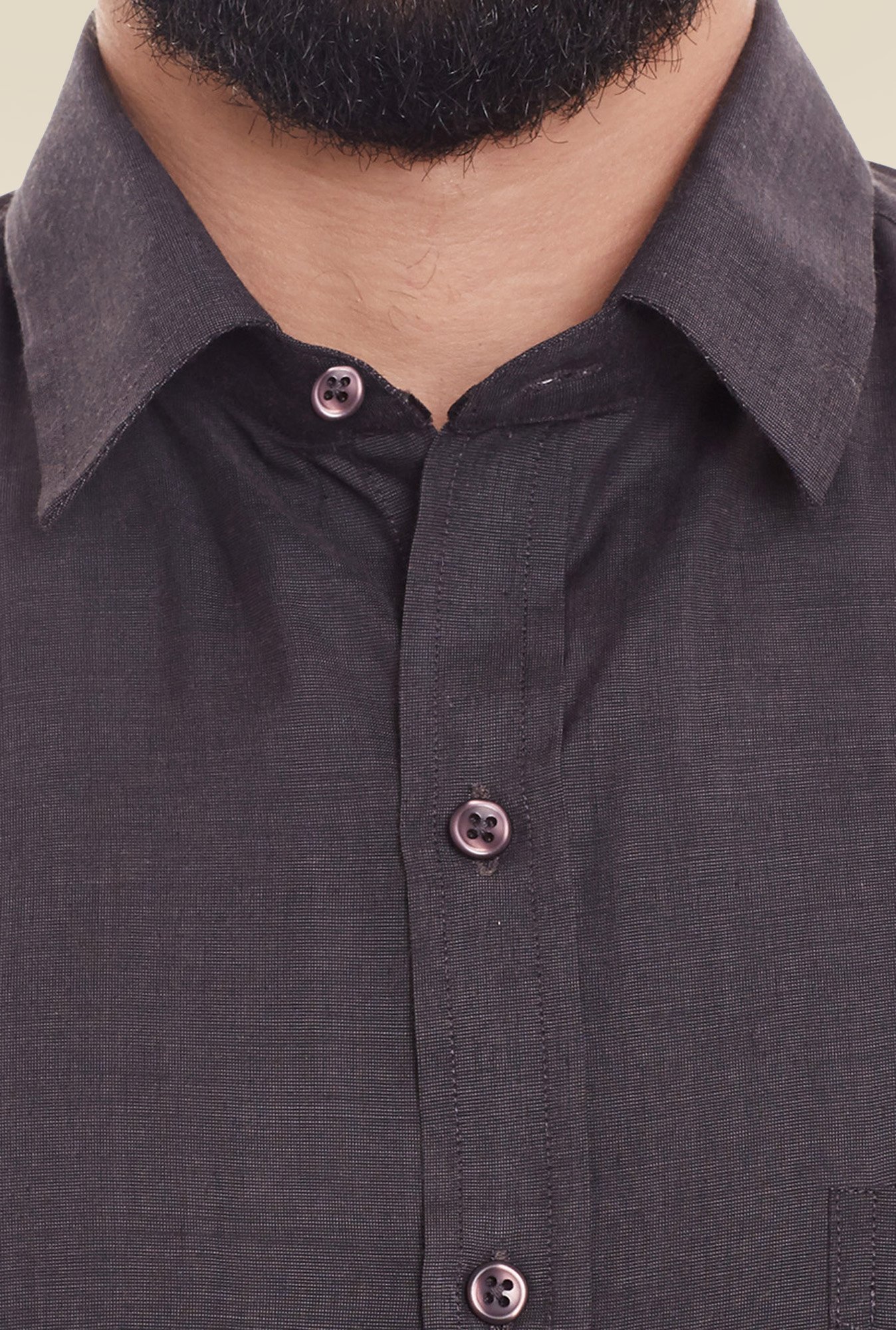 Hancock Grey Slim Fit Full Sleeves Formal Shirt