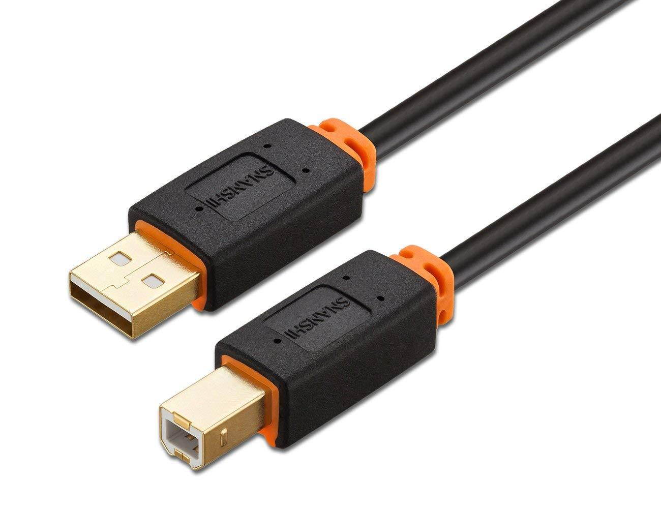 Printer Cable 25 ft, SNANSHI USB Printer Cable 25 Foot USB 2.0 Type A Male to Type B Male Printer Scanner Cable for HP, Canon, Lexmark, Epson, Dell, Xerox, Samsung etc
