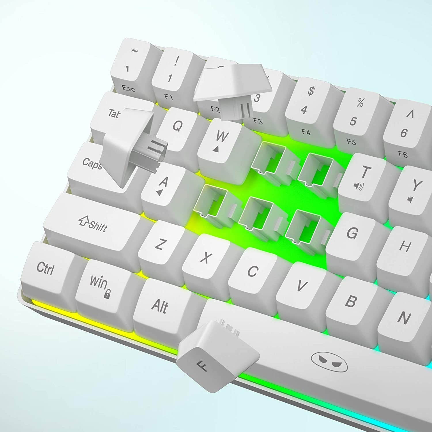 MageGee TS91 Mini 60% Gaming/Office Keyboard,Waterproof Keycap Type Wired RGB Backlit Compact Computer Keyboard for Windows/Mac/Laptop (White)