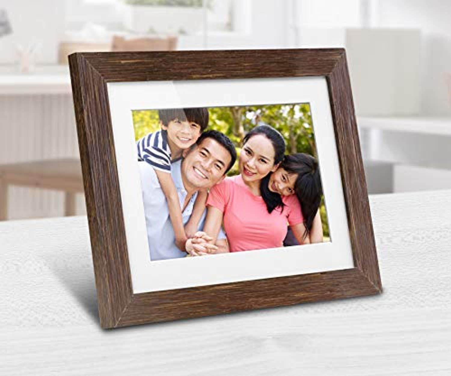 Aluratek 8 inch Distressed Wood Digital Photo Frame with Auto Slideshow Feature