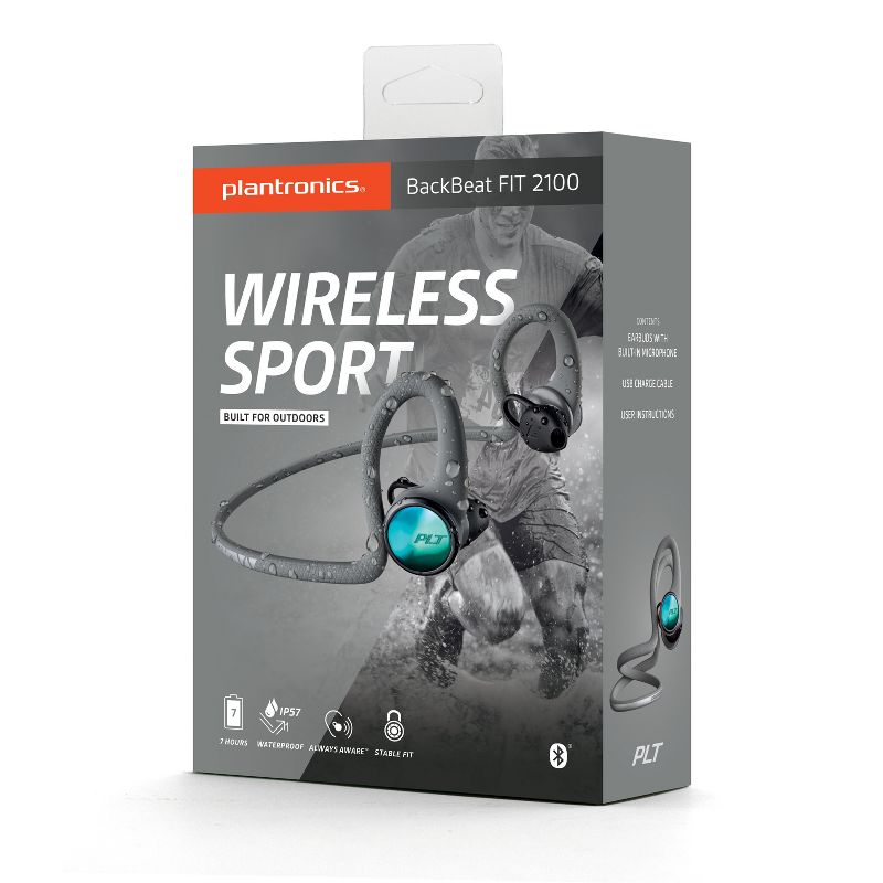 Plantronics BackBeat FIT 2100 Ultra Stable Rugged Wireless Earbuds - Gray