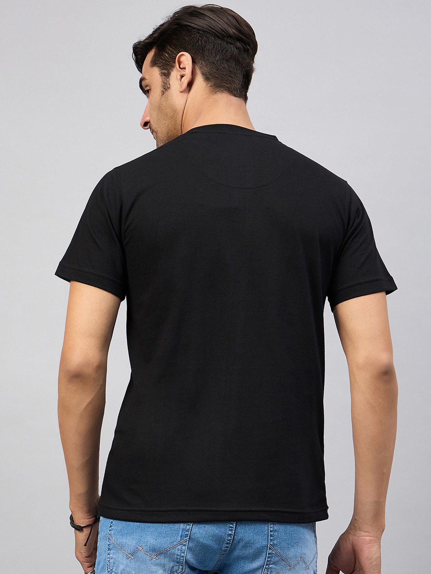 Club York Black Regular Fit V-Neck T-Shirt