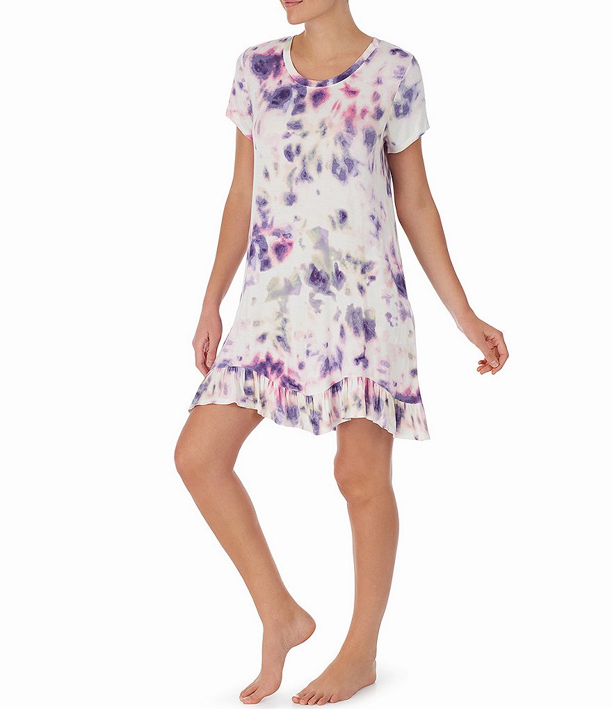 Kensie Tie-Dye Print Jersey Knit Sleepshirt