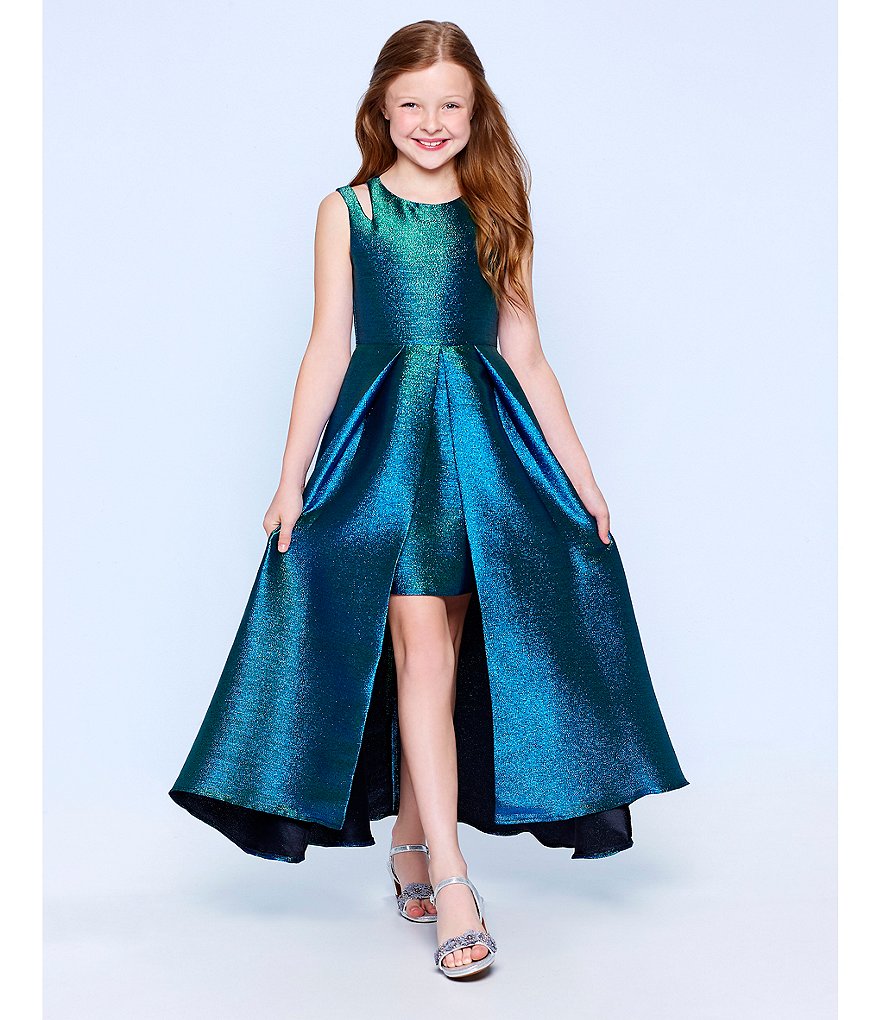 Honey and Rosie Big Girls 7-16 Sleeveless Ruffled Neck Scuba Skater Dress