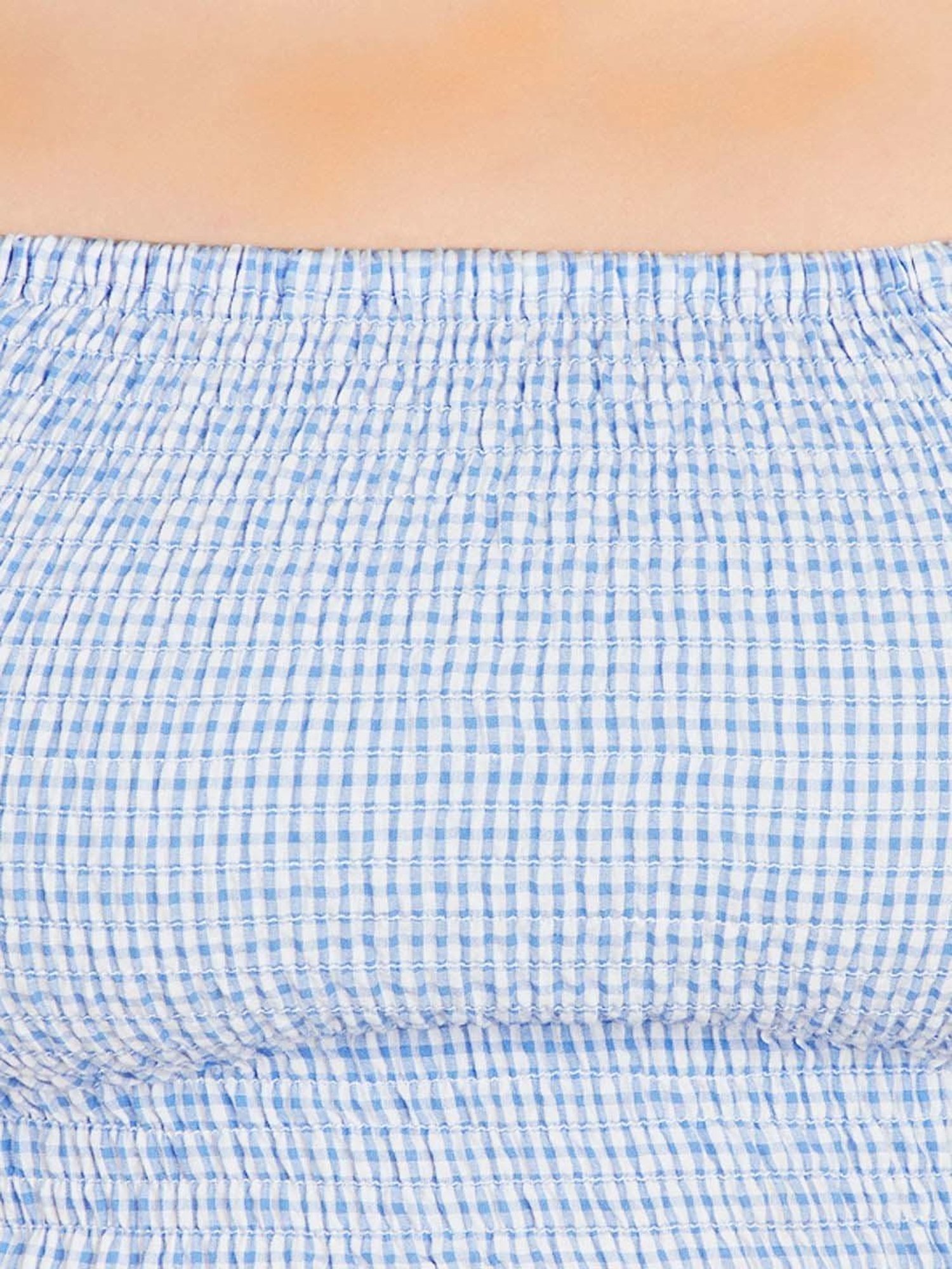 VASTRADO Blue Chequered Crop Top