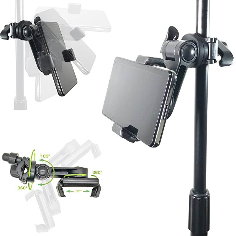 Music Boom Mic Microphone Stand Smartphone Mount w360&deg; Swivel Adjust Holder for Apple iPhone 11 Pro XR XS MAX X SE Samsung Galaxy S20 S10 12 Phones Zoom Video Compatible