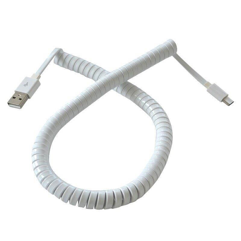 Type-C 3.1 Male to USB 2.0 A Male Adapter Data Sync Coiled Cable Adapter White  10FT  3M