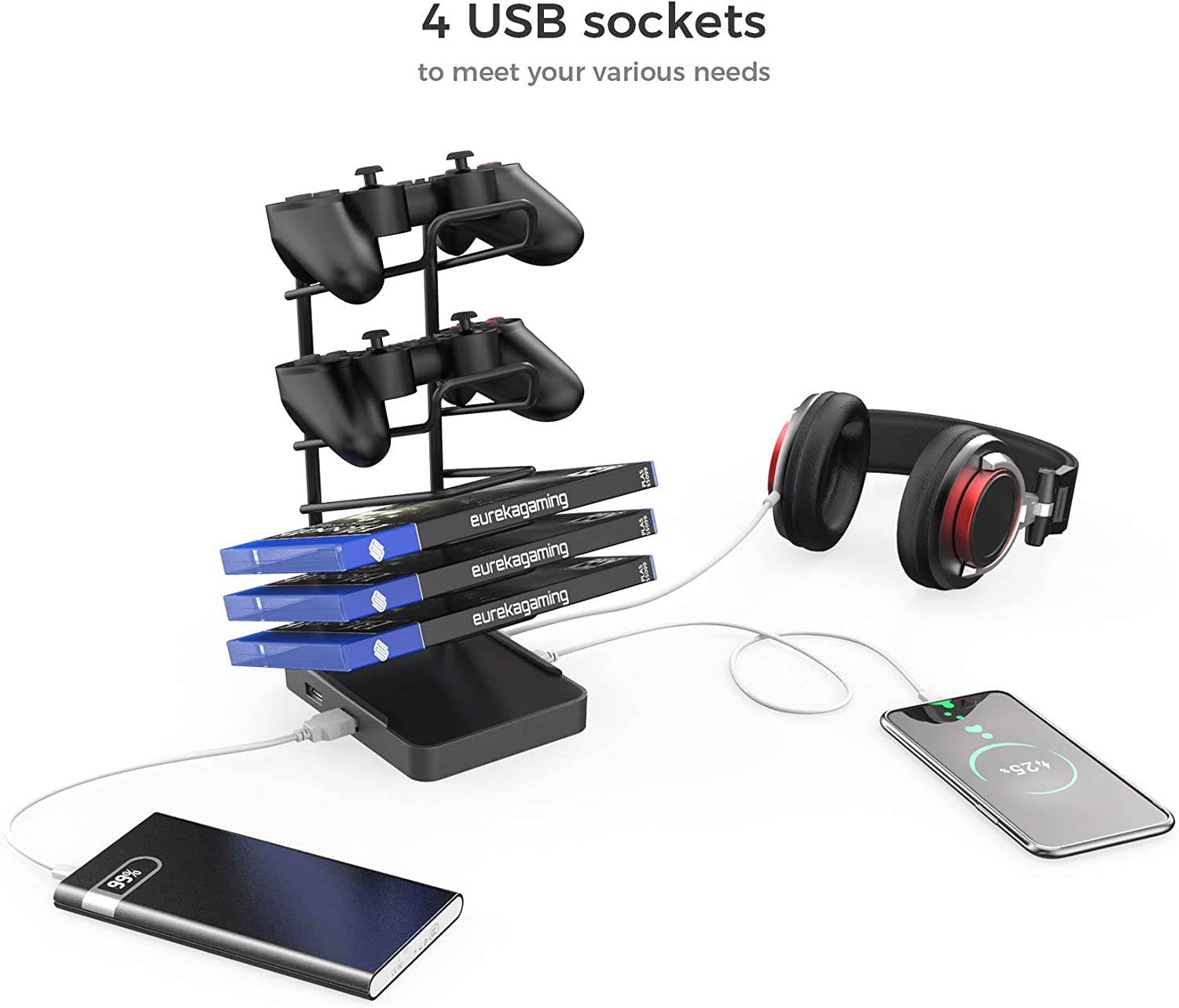 Gaming Computer Desk 55" Home Office Gaming PC Tables New Polygon Legs Design with RGB LED Lights, Colonel Series GIP-55B, Black