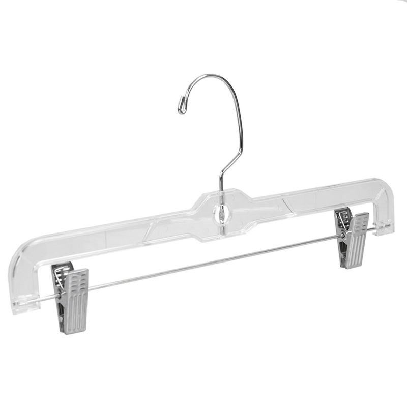 Home Basics Crystal Plastic Straight Skirt Hanger with Metal Clips, Clear