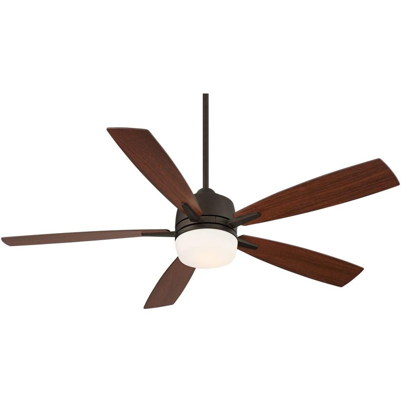 54" Casa Vieja Farmhouse Ceiling Fan with Light LED Dimmable Remote Bronze Walnut Oak Opal Etched Glass House Bedroom Living Room