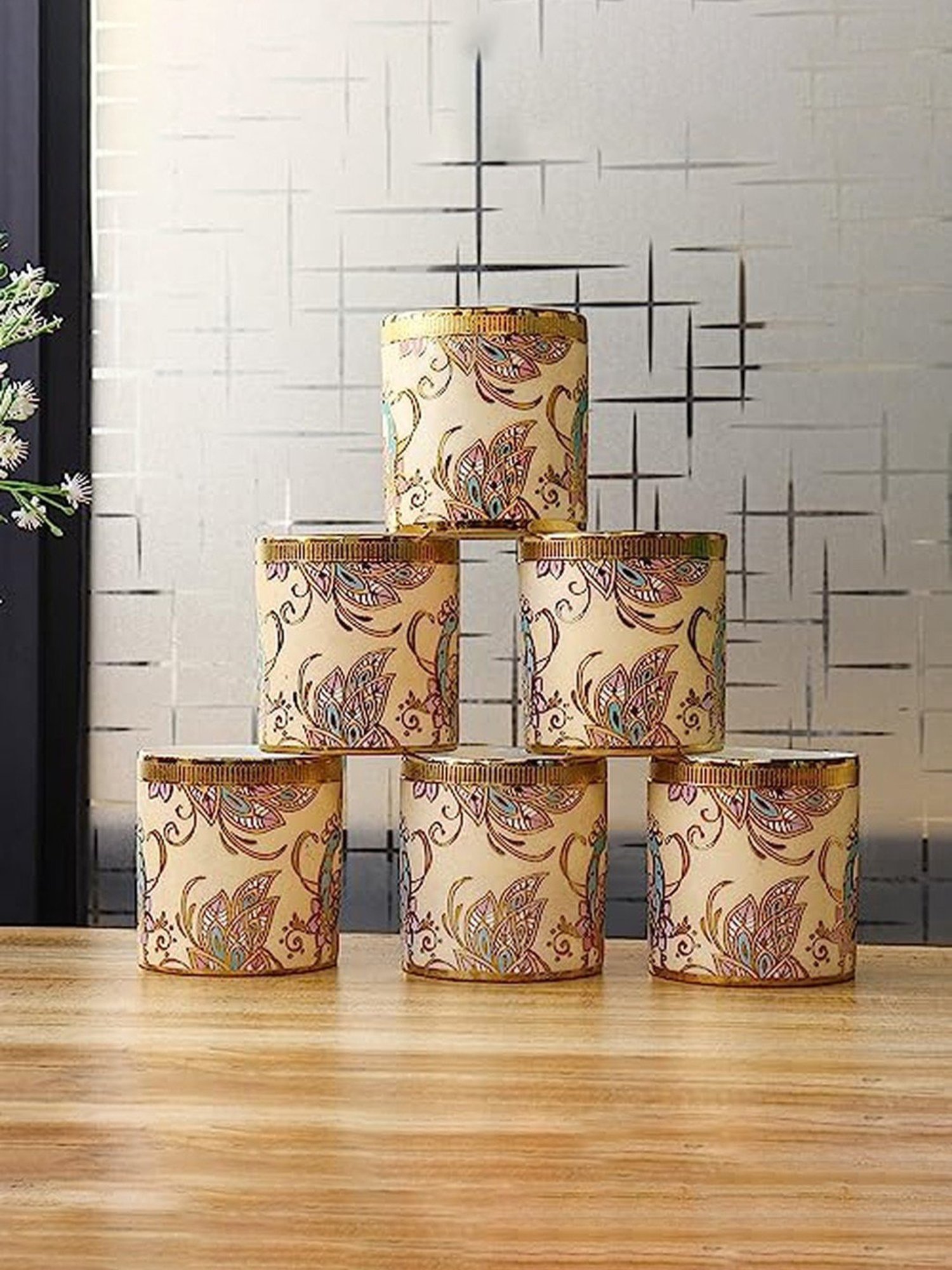 Femora Golden Ceramic Coffee Mug - Set of 6