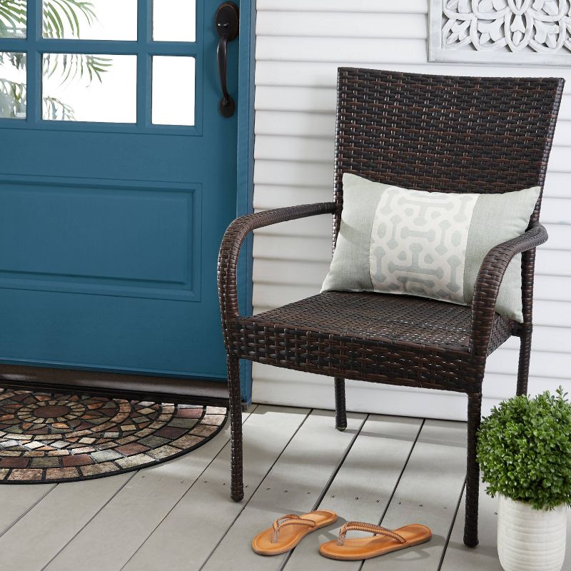 Sunbrella Geometric Outdoor Throw Pillow Green