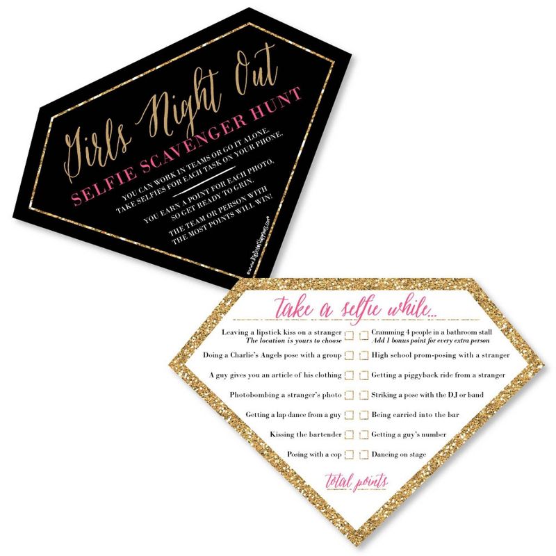 Bachelorette Party Game, 50-Pack Bar Scavenger Hunt Drinking Games and Dares, Fun Novelty Cards for Adults, Girls Night Out, Bridal Shower