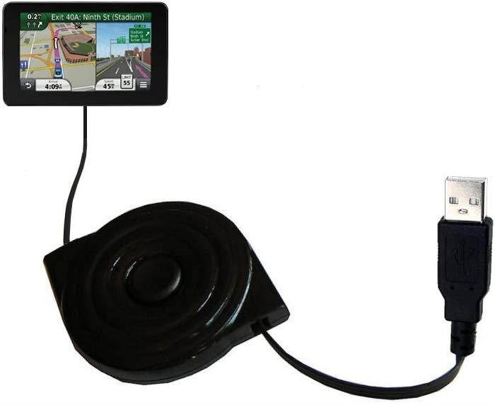 compact and retractable USB Power Port Ready charge cable designed for the Garmin Nuvi 3550 and uses TipExchange