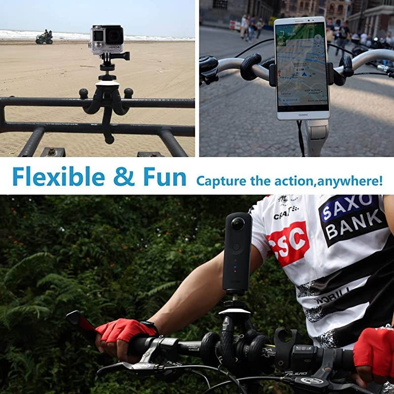 Flexible 11quot Phone Tripod Stand Rugged Adjustable Waterproof for GoPro Camera iPhone XRXS Max XSX 88P Android Samsung Galaxy Pixel Facetime Wireless Bluetooth Remote Grey