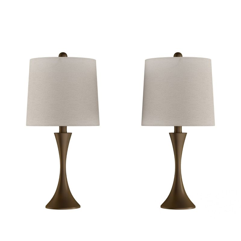 Set of 2 Flared Trumpet Table Lamps (Bronze)