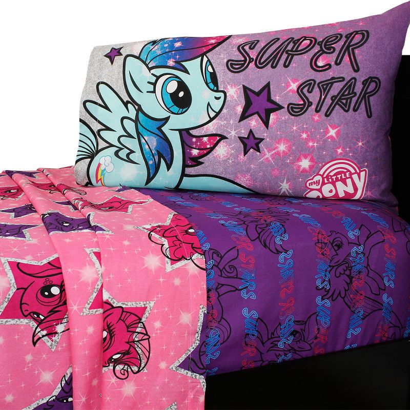 3pc Hasbro Twin Bed Sheet Set The Stars Are Out Bedding - My Little Pony..