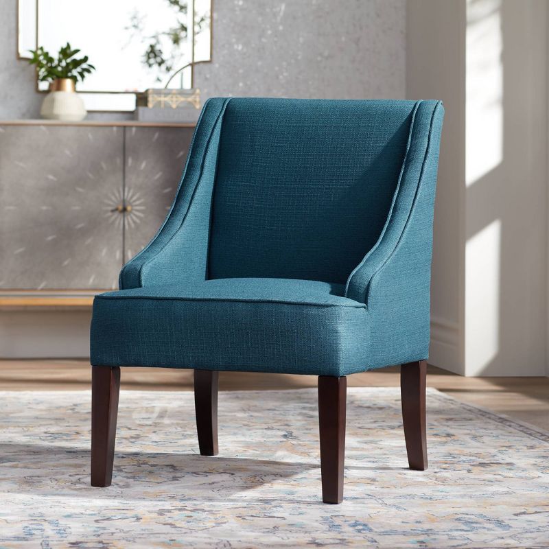 Elm Lane Dixon Blue Fabric Swoop Arm Chair
