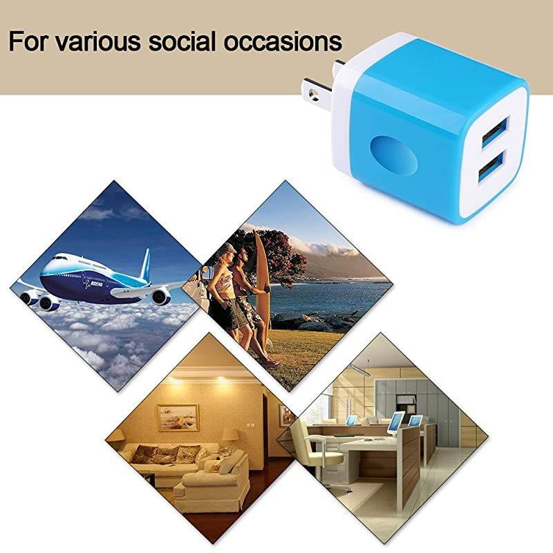 Charging Block, Wall Charger  3-Pack Dual Port USB Home Travel Wall Charger Plug Compatible with iPhone 11/11 Pro Max/SE, Tablet, Samsung Galaxy S20 10 S10e S9 S8 Plugs/S7 S6 Note 10+, HTC