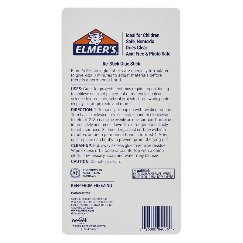Elmer's Glue Sticks Repositionable 6ct - Clear